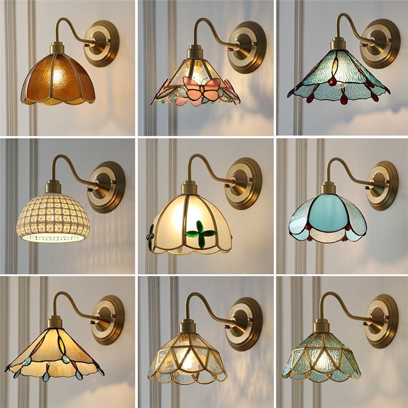 Retro Brass Glass Wall Lamp