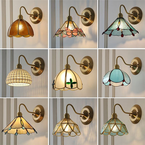 Retro Brass Glass Wall Lamp
