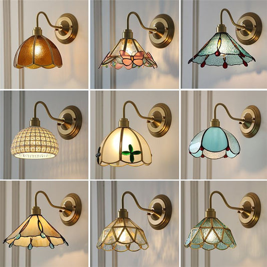 Retro Brass Glass Wall Lamp