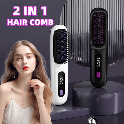 2-in-1 Wireless Hair Straightener Comb